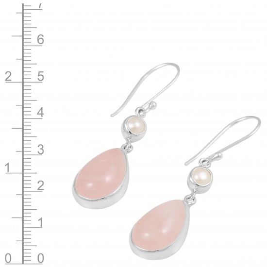 Rose Quartz & Pearl Earrings