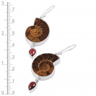Ammonite & Garnet Earrings