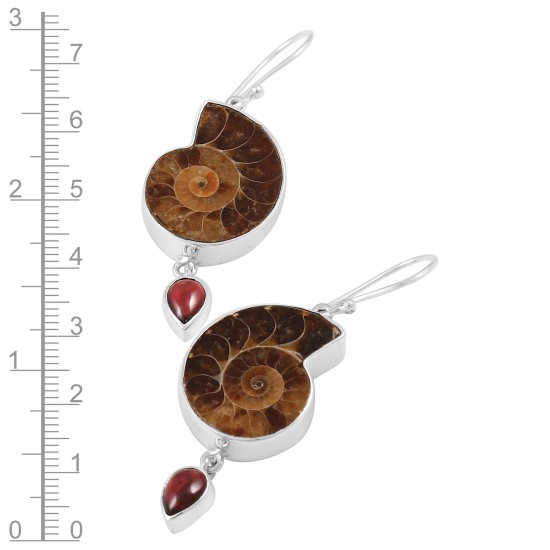 Ammonite & Garnet Earrings