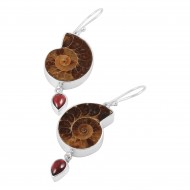 Ammonite & Garnet Earrings