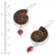 Ammonite & Garnet Earrings