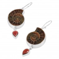 Ammonite & Garnet Earrings