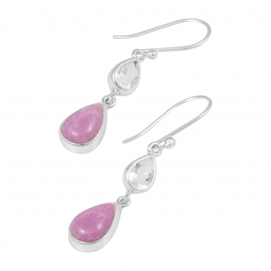 Phosphosiderite & Clear Quartz Earrings