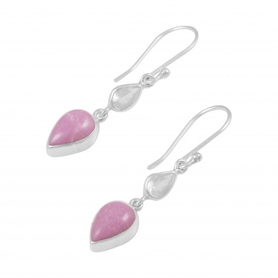 Phosphosiderite & Clear Quartz Earrings Phosphosiderite & Clear Quartz Earrings