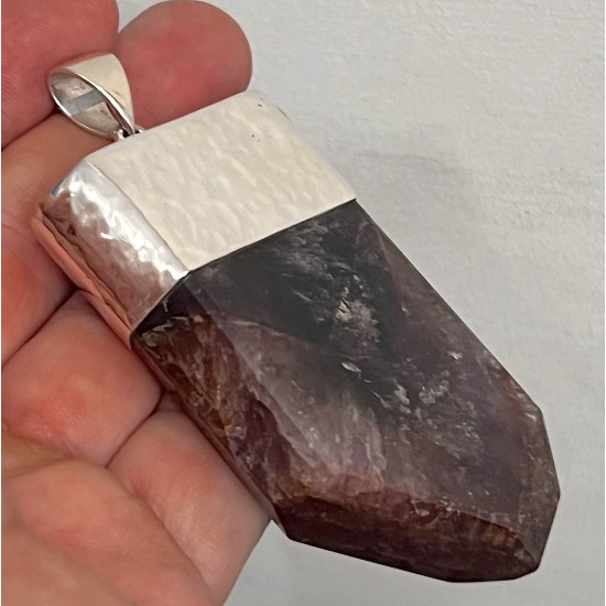 Cacoxenite in Amethyst Pendant