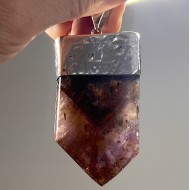 Cacoxenite in Amethyst Pendant