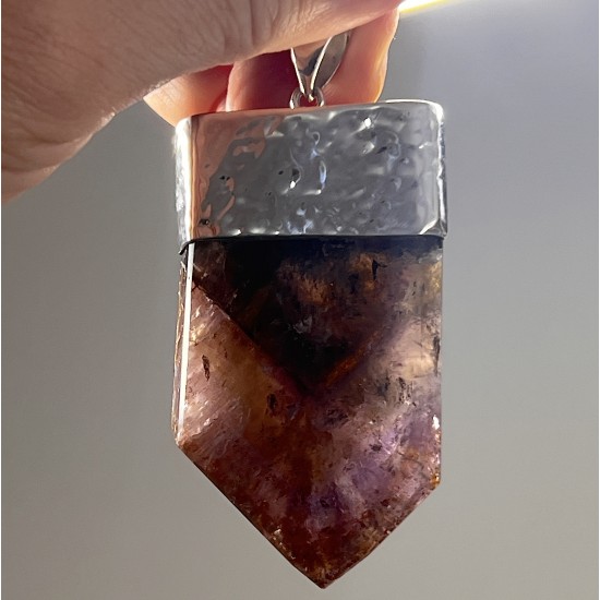 Cacoxenite in Amethyst Pendant