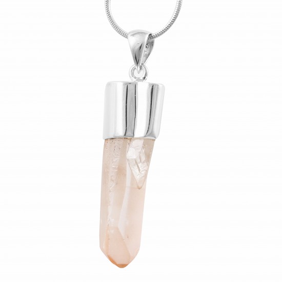 Pink Lemurian Crystal Pendant