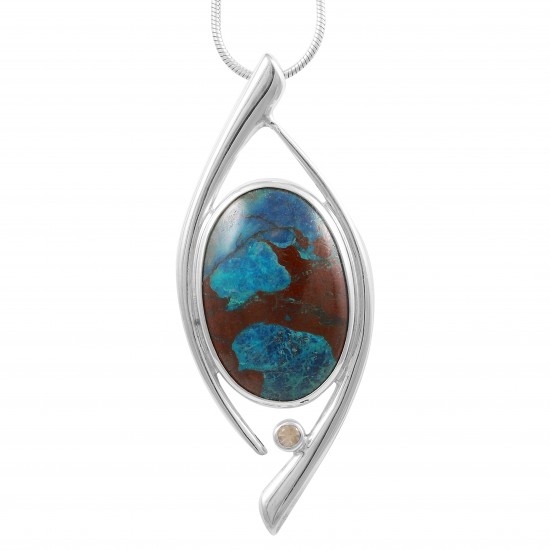 Shattukite & Clear Quartz Pendant