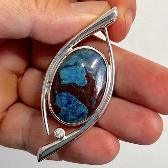 Shattukite & Clear Quartz Pendant