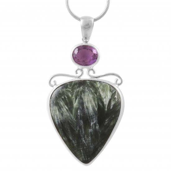 Seraphenite & Amethyst Pendant Seraphenite & Amethyst Pendant