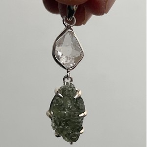 Moldavite & Herkimer Diamond Pendant