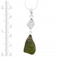 Moldavite & Herkimer Diamond Pendant