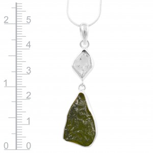 Moldavite & Herkimer Diamond Pendant