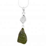 Moldavite & Herkimer Diamond Pendant