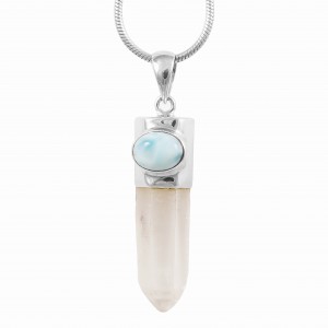 Clear Quartz & Larimar Pendant