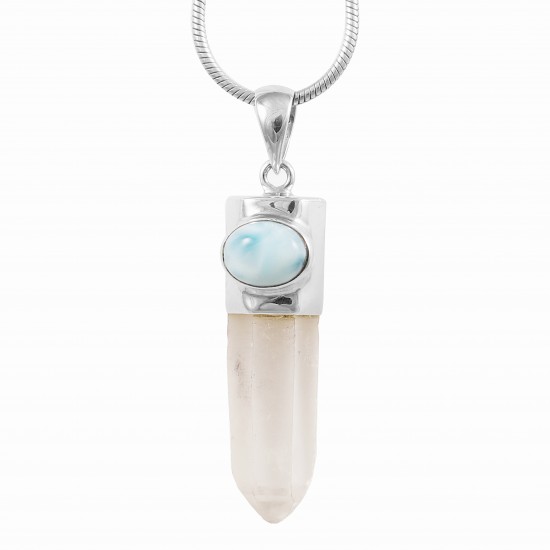 Clear Quartz & Larimar Pendant Clear Quartz & Larimar Pendant