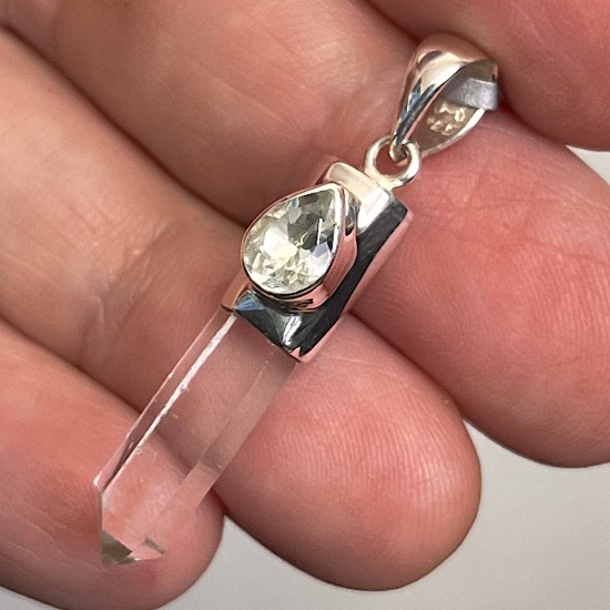 Clear Quartz & Green Amethyst Pendant