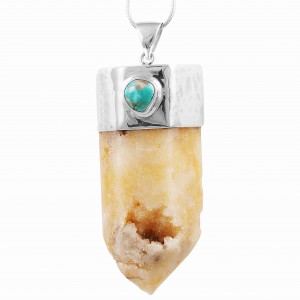 Agate Druzy & Turquoise Pendant Agate Druzy & Turquoise Pendant