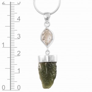 Moldavite & Herkimer Diamond Pendant