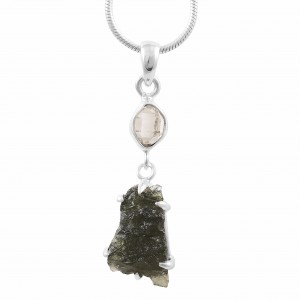 Moldavite & Herkimer Diamond Pendant