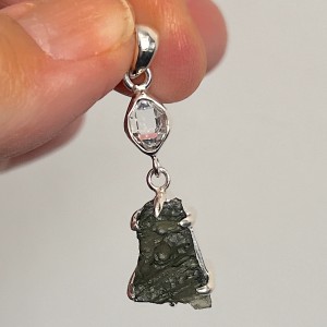 Moldavite & Herkimer Diamond Pendant