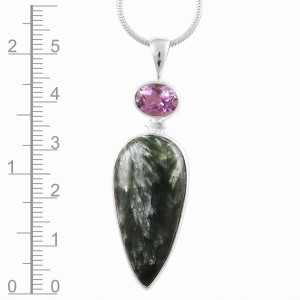 Seraphenite & Amethyst Pendant