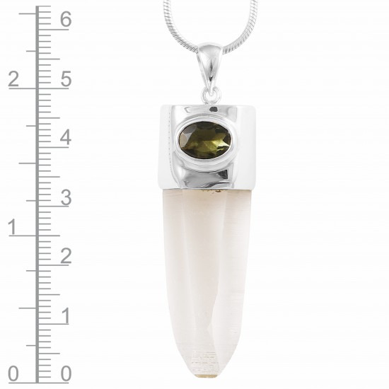 Lemurian Quartz & Moldavite Pendant Lemurian Quartz & Moldavite Pendant