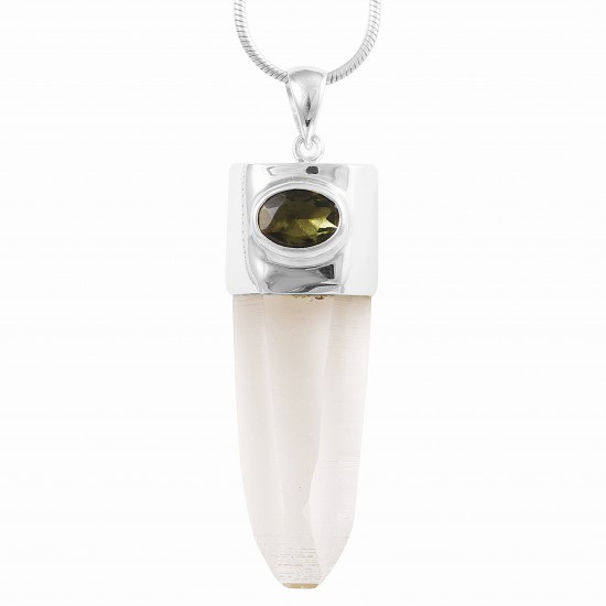 Lemurian Quartz & Moldavite Pendant Lemurian Quartz & Moldavite Pendant