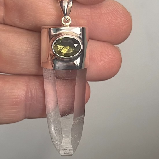 Lemurian Quartz & Moldavite Pendant