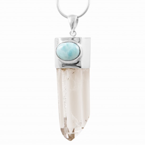 Lemurian Quartz & Larimar Pendant Lemurian Quartz & Larimar Pendant