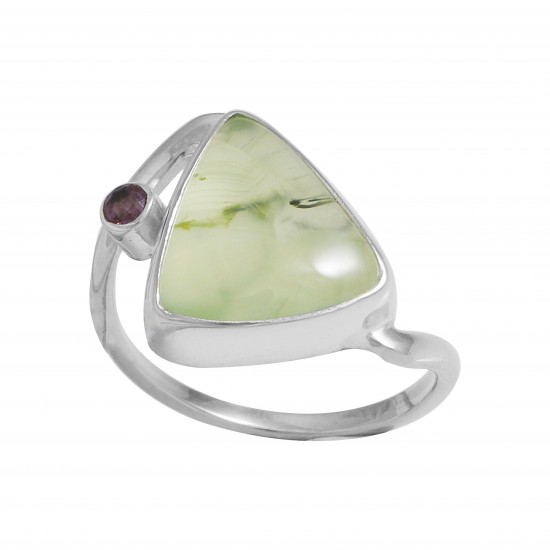 Prehnite & Amethyst Ring