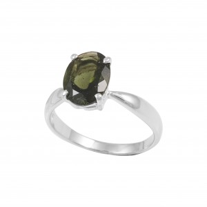 Moldavite (Faceted)  Ring