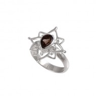 Boheme Lotus Ring (Petite) - Smoky Quartz