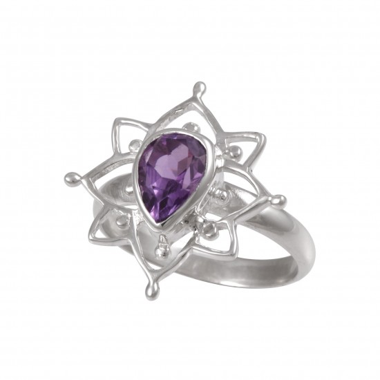 Boheme Lotus Ring (Large) - Amethyst