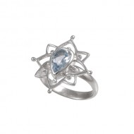 Boheme Lotus Ring (Large) - Blue Topaz