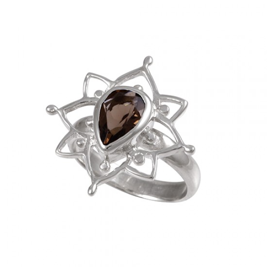 Boheme Lotus Ring (Large) - Smoky Quartz