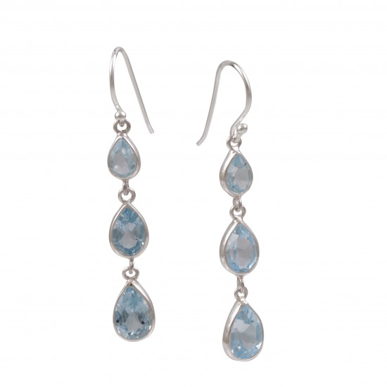 Three Tier Earrings - Blue Topaz