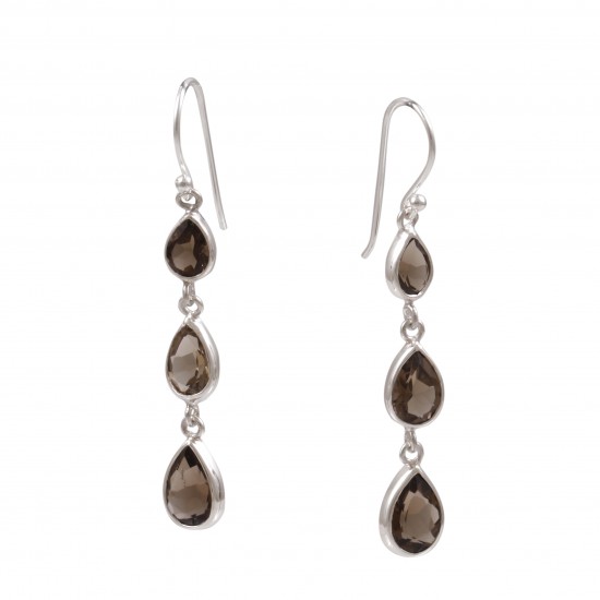 Three Tier Earrings - Smoky Quartz Three Tier Earrings - Smoky Quartz