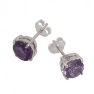 7mm Amethyst Stud Earring