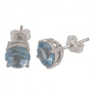 7mm Blue Topaz Stud Earring