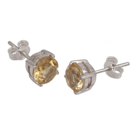 7mm Citrine Stud Earring