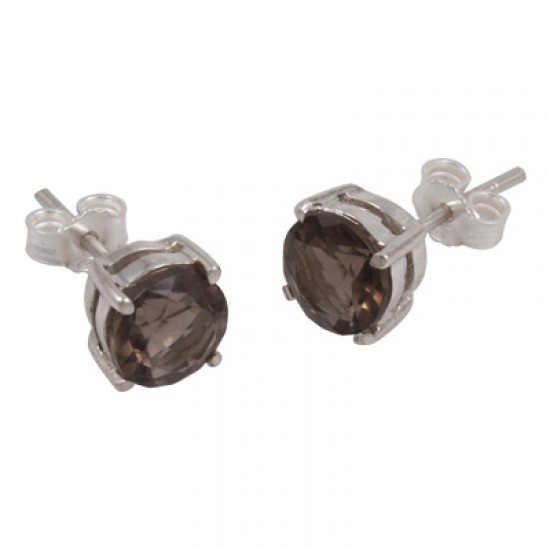 7mm Smoky Quartz Stud Earring 7mm Smoky Quartz Stud Earring