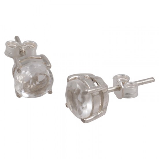 7mm Clear Quartz Stud Earring 7mm Clear Quartz Stud Earring