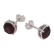 7mm Garnet Stud Earring