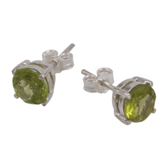 7mm Peridot Stud Earring 7mm Peridot Stud Earring