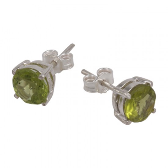 7mm Peridot Stud Earring