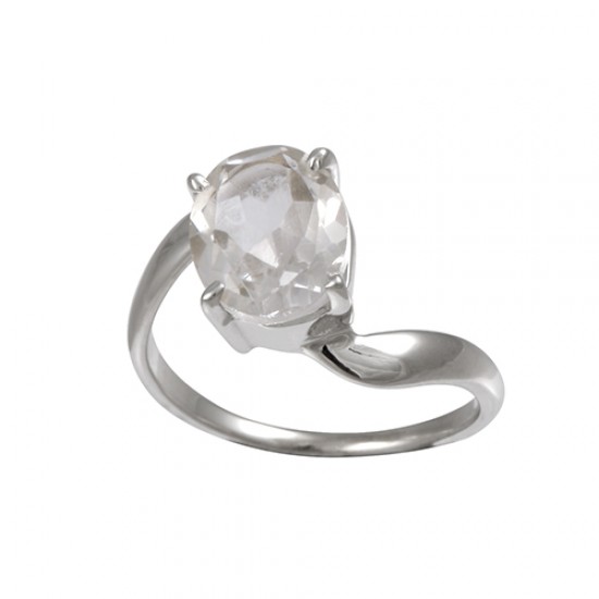 Gem Wave Ring, Clear Quartz Gem Wave Ring, Clear Quartz