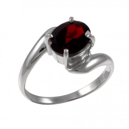 Delicate Garnet Twist Ring